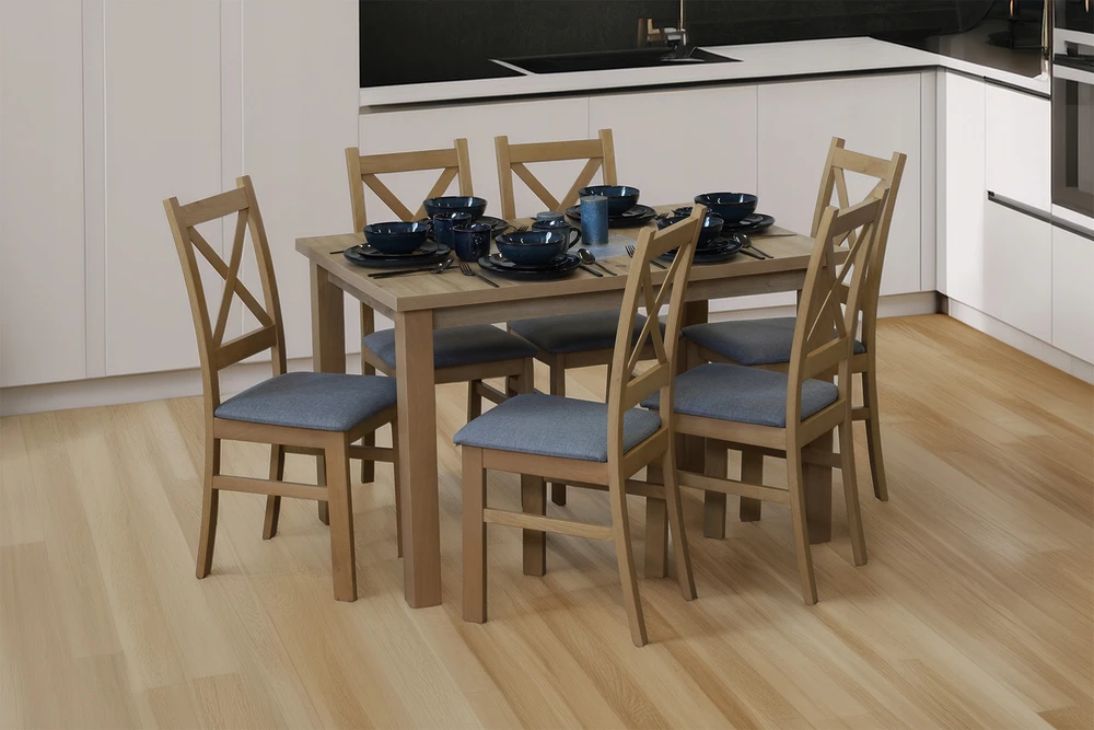 Bird Meble Minkšta kėdė svetainei, valgomajam, virtuvei, medinė Artisan Oak/Pilkas