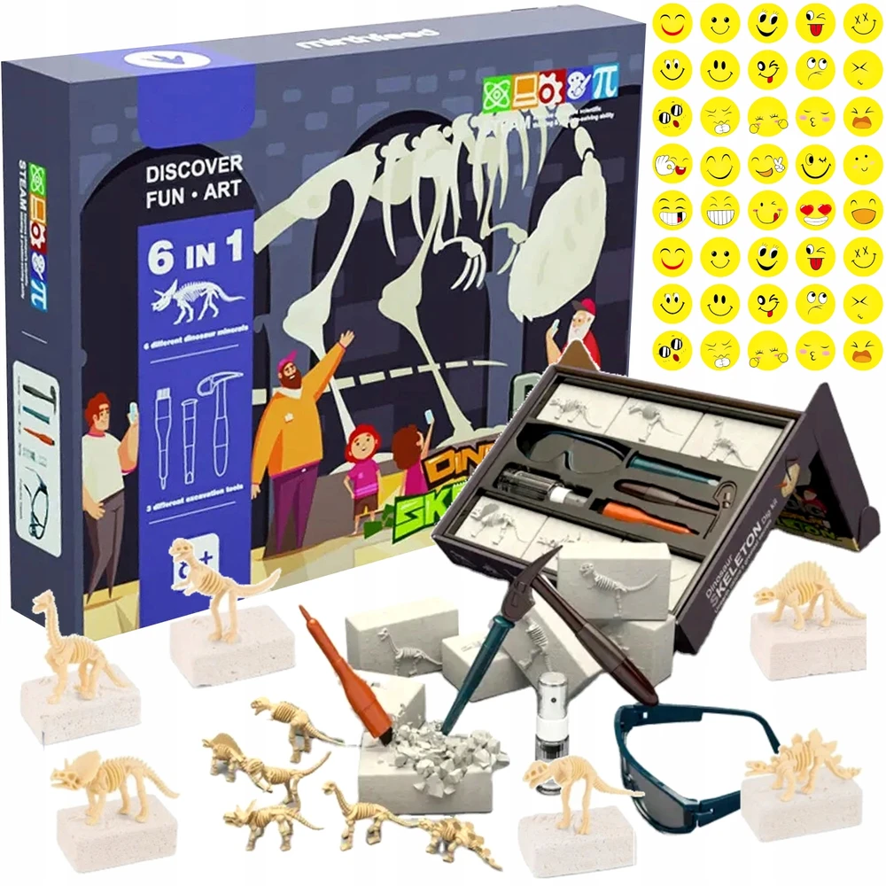Bisky Kasinėjimų fosilijos Dinozaurai Skeletas Archeologinis rinkinys Akiniai „pasidaryk pats“.