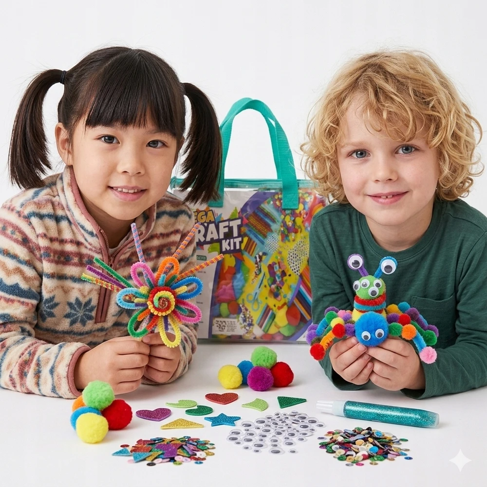 Bisky KŪRYBINIS RINKINYS VAIKAMS 2000 EL METS POMPONS PLASTIC ARTISTIC