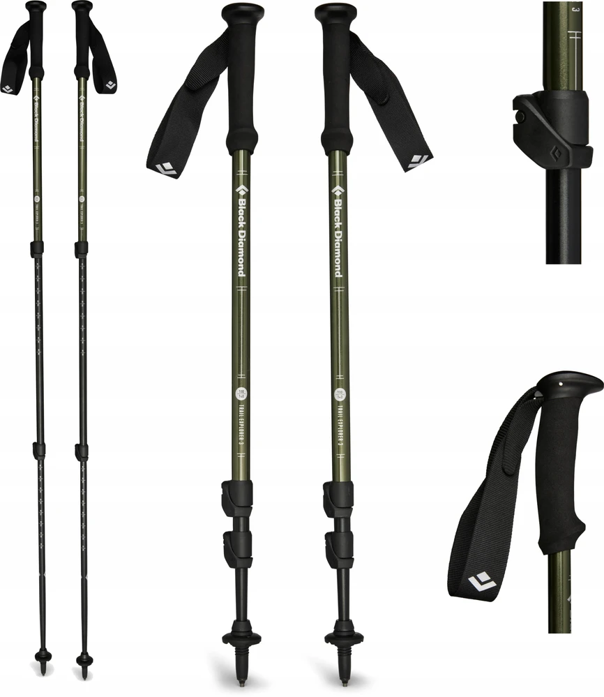Black Diamond Juodas Diamond Trekking Poles Explorer 3, fitness equipment (juodas, 1 pair, 100 to 140 cm)