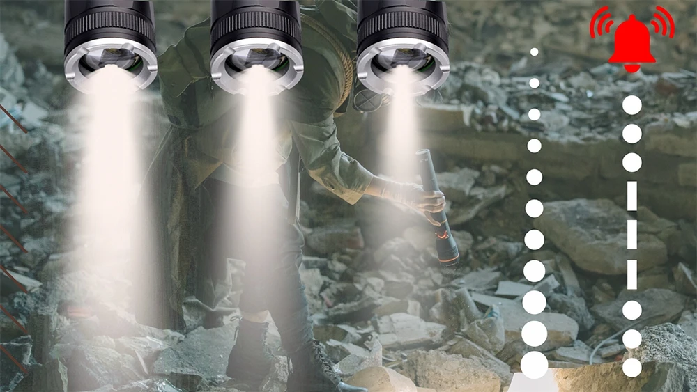 Blashorn Taktinis LED žibintuvėlis CREE XML-T6 ZOOM su maitinimo baterija
