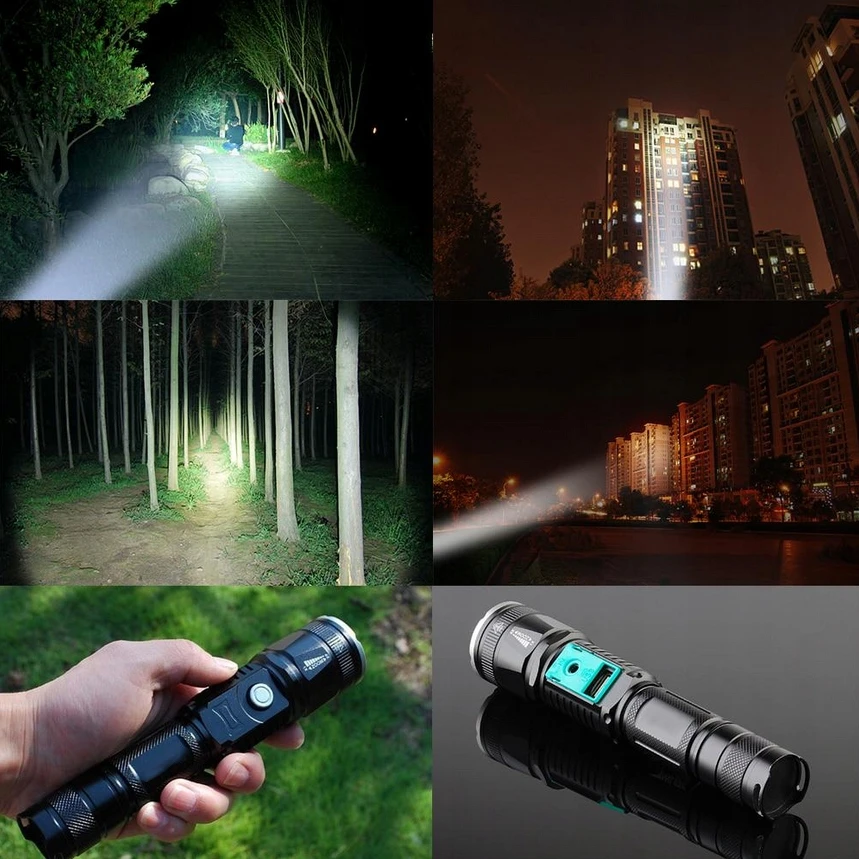 Blashorn Taktinis LED žibintuvėlis CREE XML-T6 ZOOM su maitinimo baterija