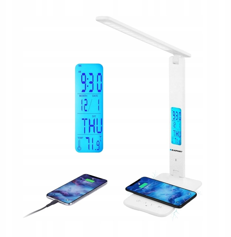 Blaupunkt LBW6PRO LED Balta Lampka na biurko - Įkroviklis bezprzewodowa, USB