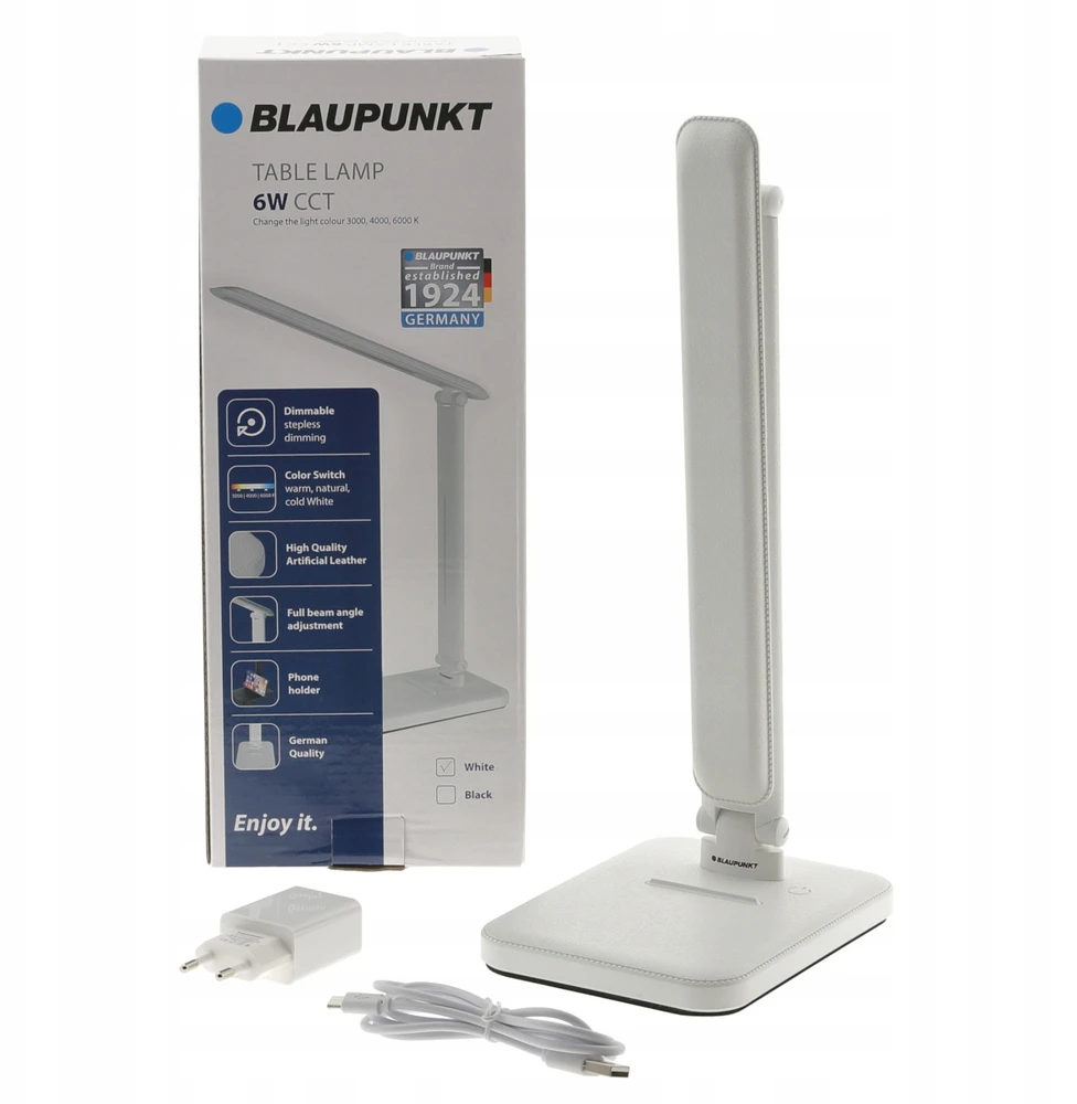 Blaupunkt LBW6PRO LED Balta Lampka na biurko - Įkroviklis bezprzewodowa, USB
