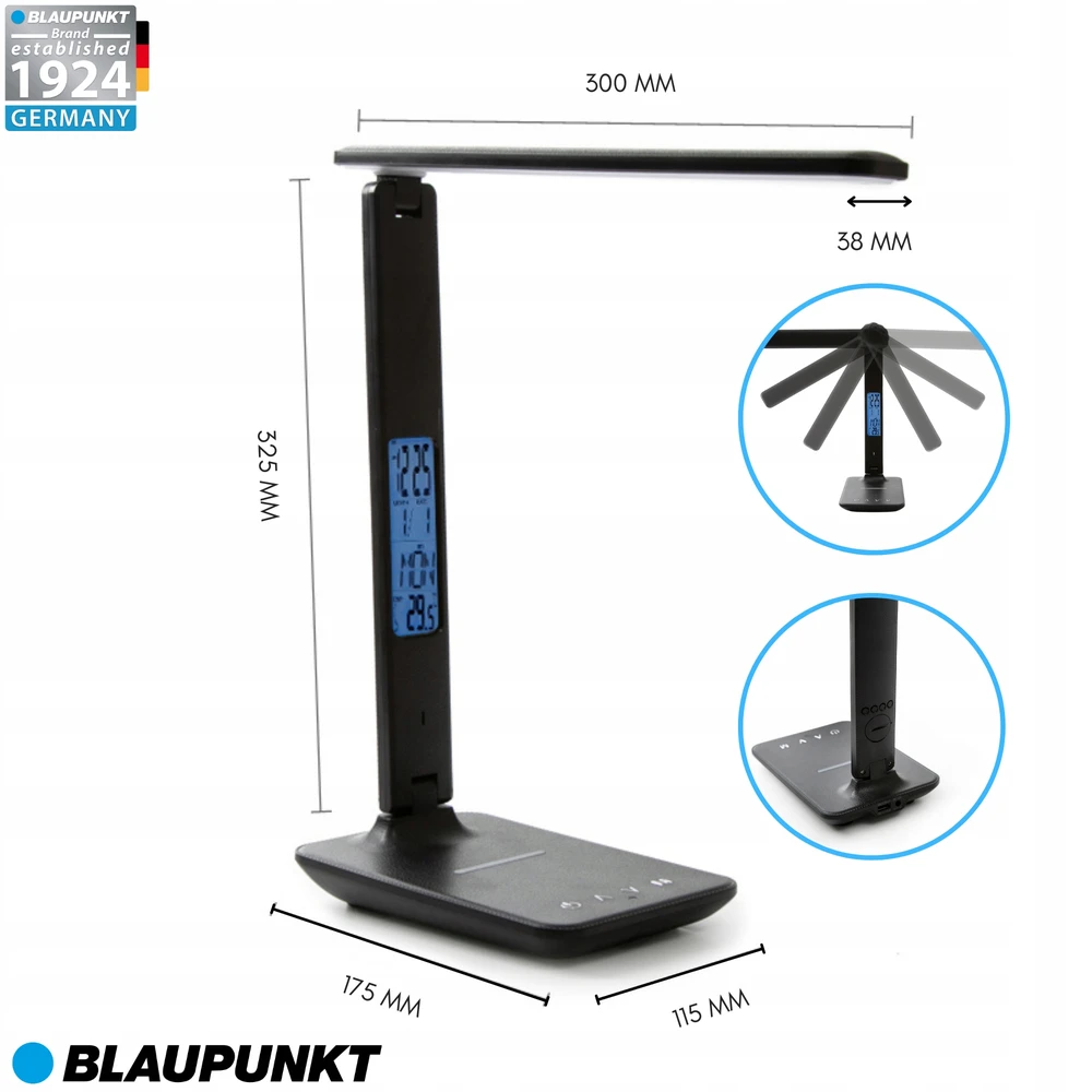 Blaupunkt LBW6PRO LED Balta Lampka na biurko - Įkroviklis bezprzewodowa, USB