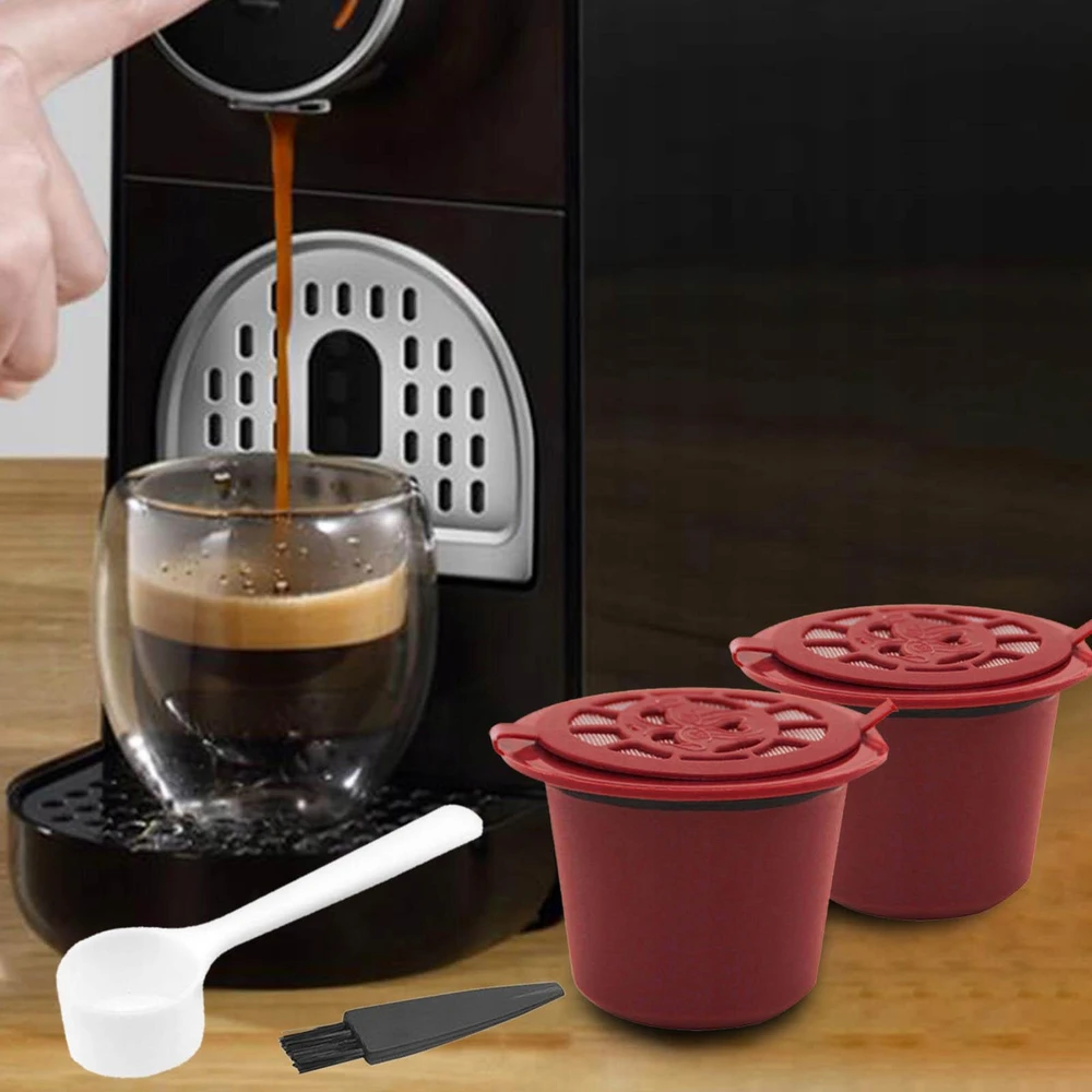 Blesiya Daugkartinio naudojimo kavos kapsulės su šaukštu Coffeeware Cup Coffee Style A Raudona