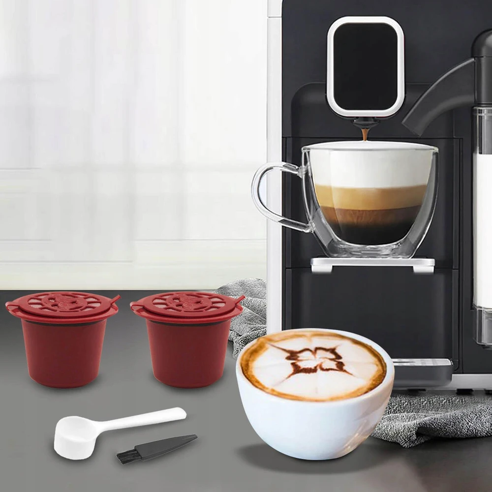 Blesiya Daugkartinio naudojimo kavos kapsulės su šaukštu Coffeeware Cup Coffee Style A Raudona