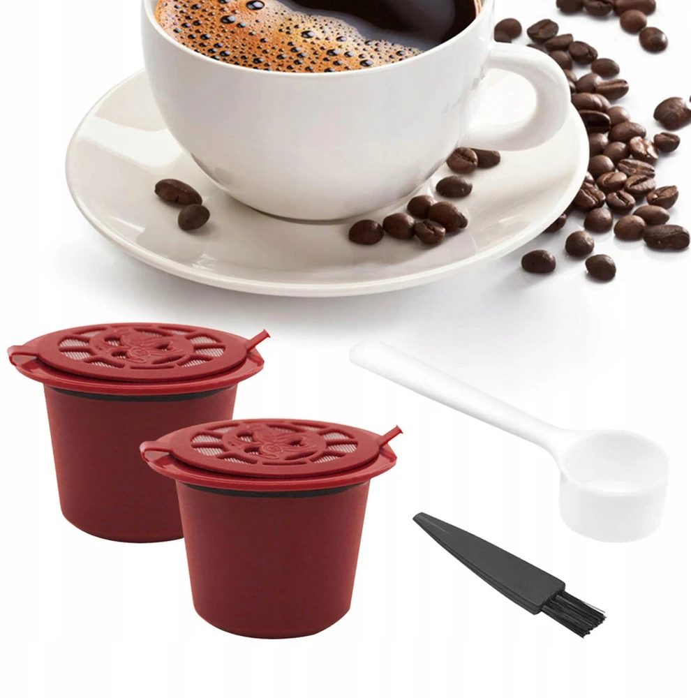 Blesiya Daugkartinio naudojimo kavos kapsulės su šaukštu Coffeeware Cup Coffee Style A Raudona
