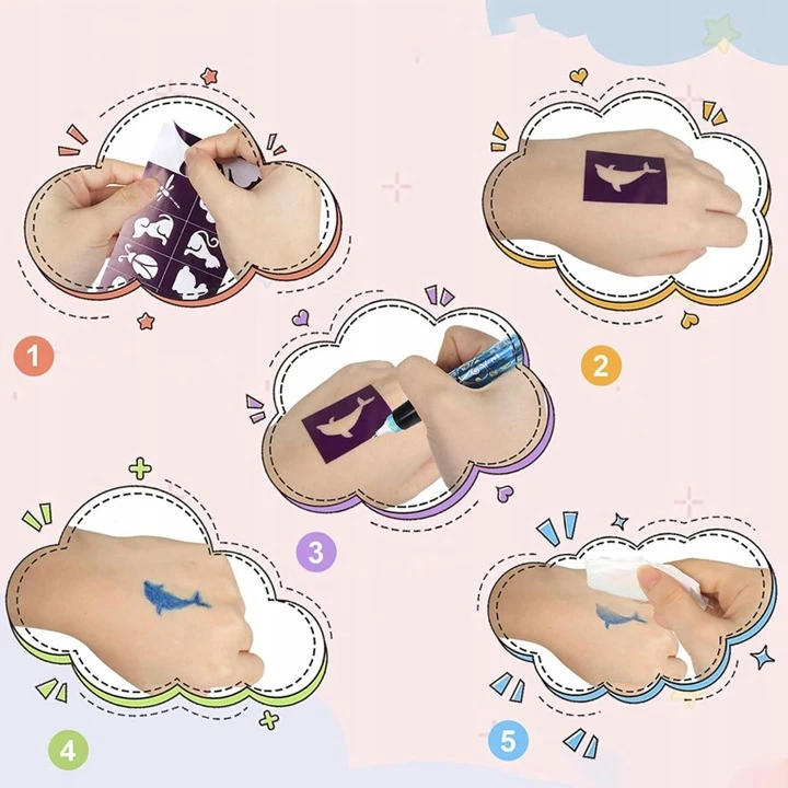 blizgučių tatuiruotės vaikams, tatuiruočių rašikliai vaikams