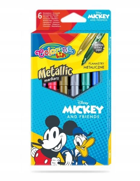 Blizgūs flomasteriai COLORINO Disney "Peliukas Mikis", 6 spalvos