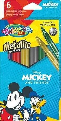 Blizgūs flomasteriai COLORINO Disney "Peliukas Mikis", 6 spalvos