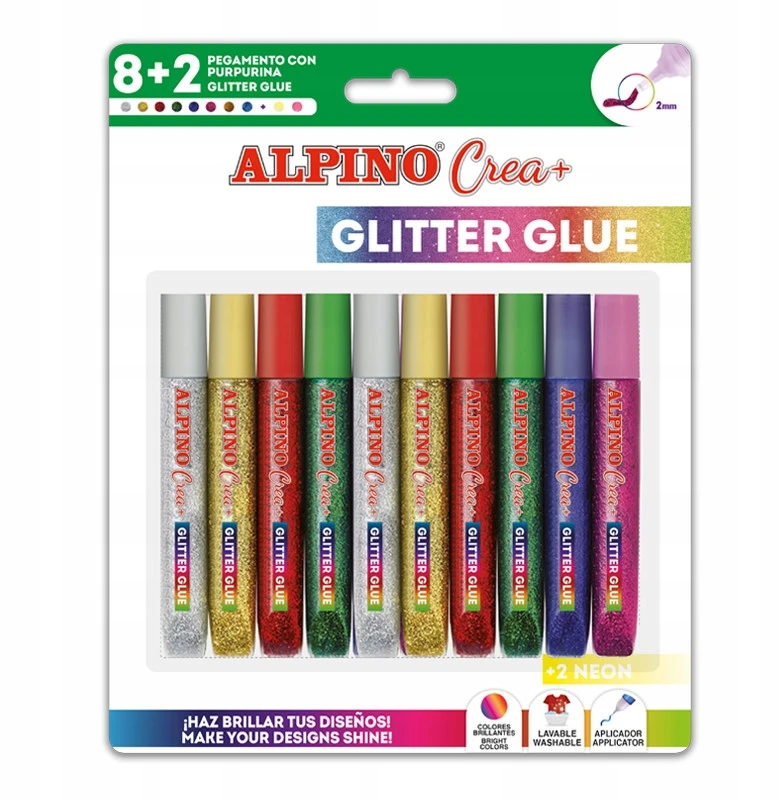 Blizgūs klijai ALPINO Crea+ 8sp + 2 neon