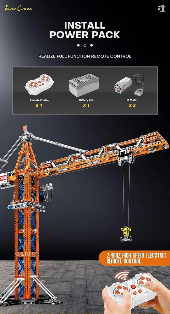 BLOCKS CRANE Nuotoliniu būdu valdomų statybinių kranų rinkinys 1288