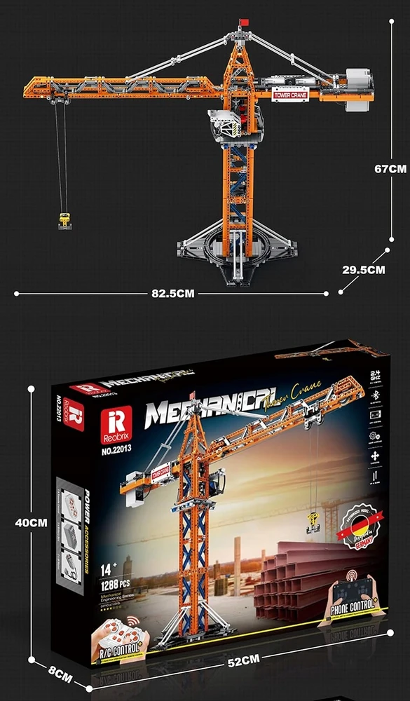 BLOCKS CRANE Nuotoliniu būdu valdomų statybinių kranų rinkinys 1288