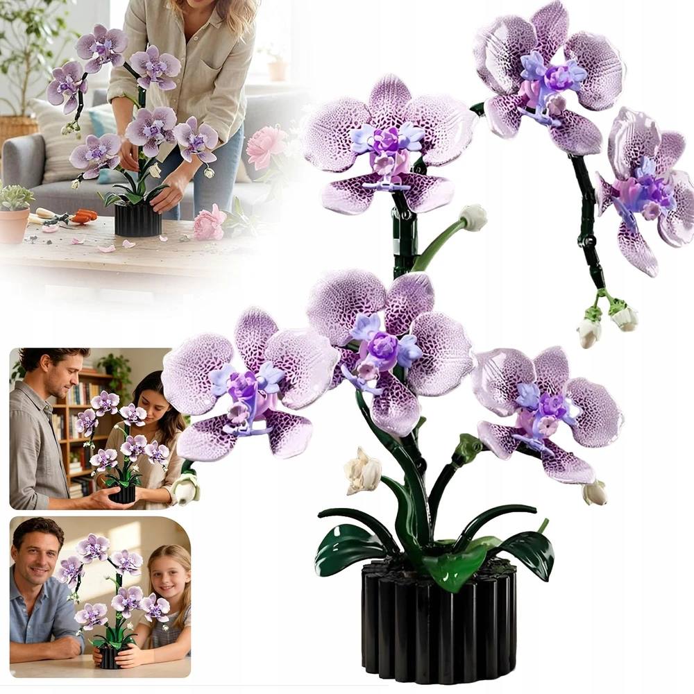 Blocks ORCHID ORCHID BONSAI GĖLĖS DIY DECORATION 619 EL TOBULA DOVANA