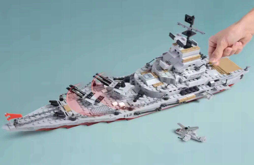 BLOKAI KARO LAIVAS plytos 350 EL. VAIKAMS 6+ MILITARY DICOM