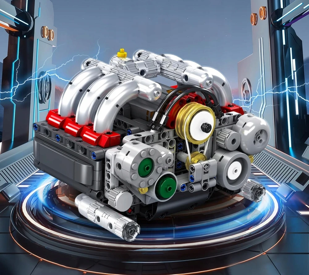 Blokai Mould King 10193 Variklis Boxer Flat-Six Porsche šešių cilindrų BOX
