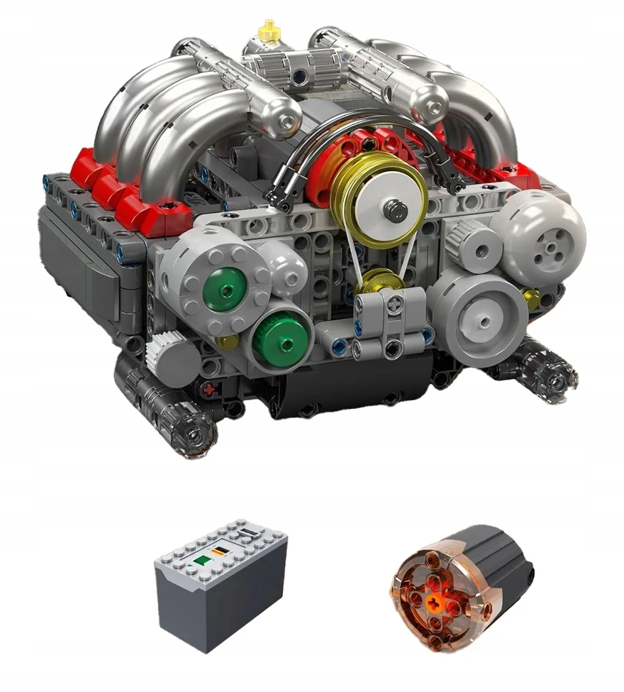 Blokai Mould King 10193 Variklis Boxer Flat-Six Porsche šešių cilindrų BOX