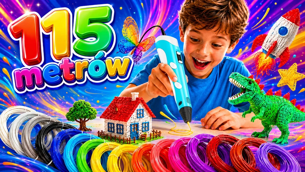 Blow 3D rašiklis + gijos 13x5m daugiaspalvis