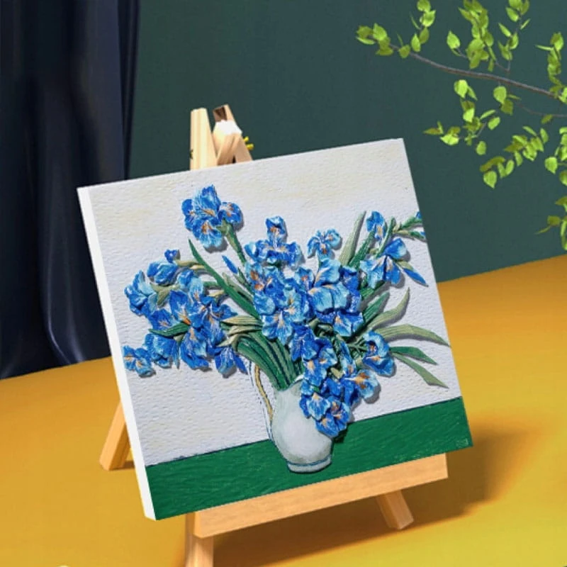Habarri 3D painting Bas-relief Mėlyna irises Wall picture Flowers org. Gogas