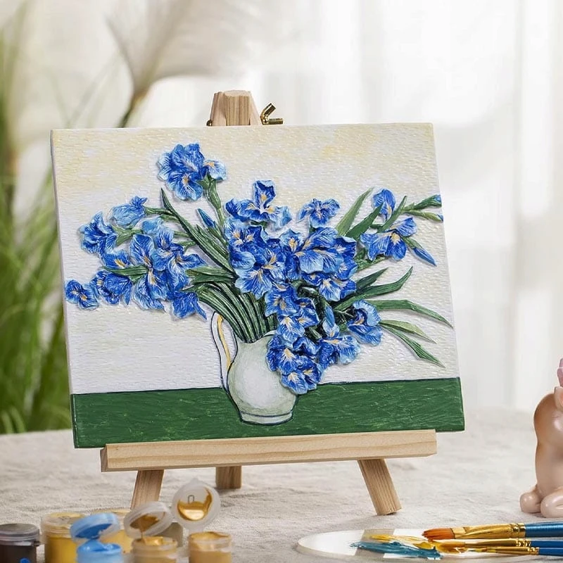 Habarri 3D painting Bas-relief Mėlyna irises Wall picture Flowers org. Gogas