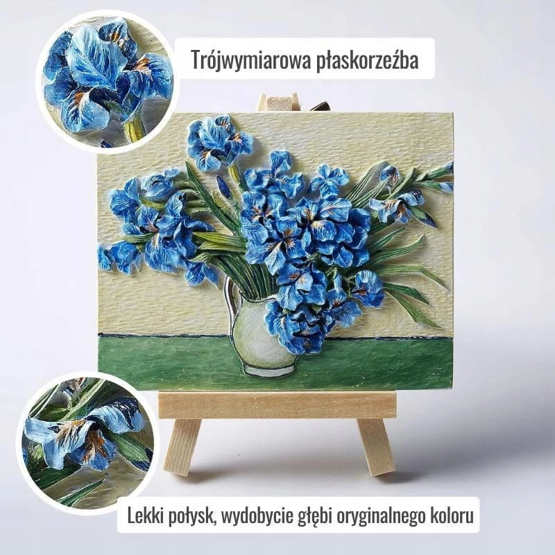 Habarri 3D painting Bas-relief Mėlyna irises Wall picture Flowers org. Gogas