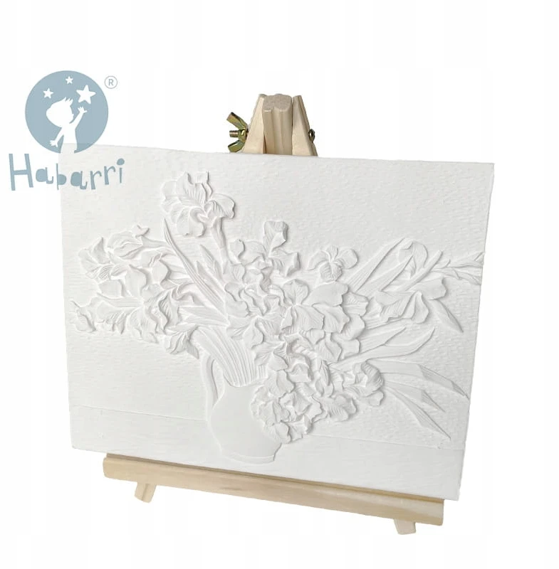 Habarri 3D painting Bas-relief Mėlyna irises Wall picture Flowers org. Gogas