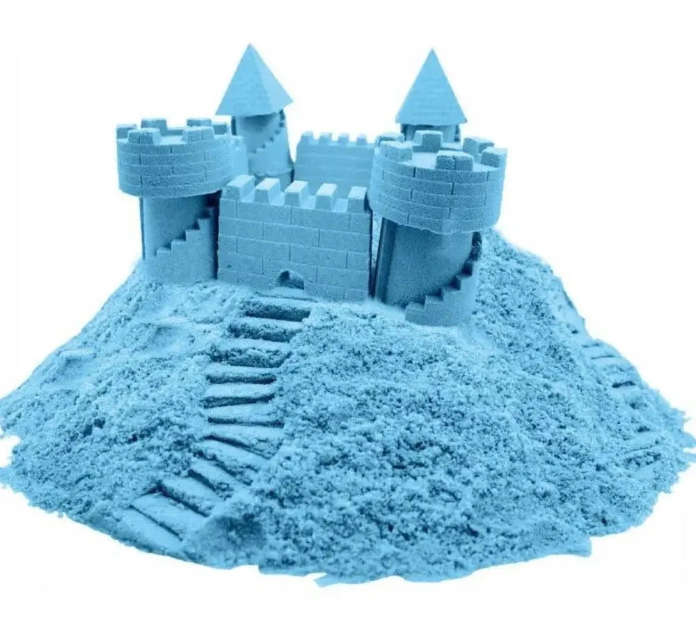 Blue Kinetic Sand 3kg Mėlyna rinkinys su smėlio dėže ir mentelės formomis