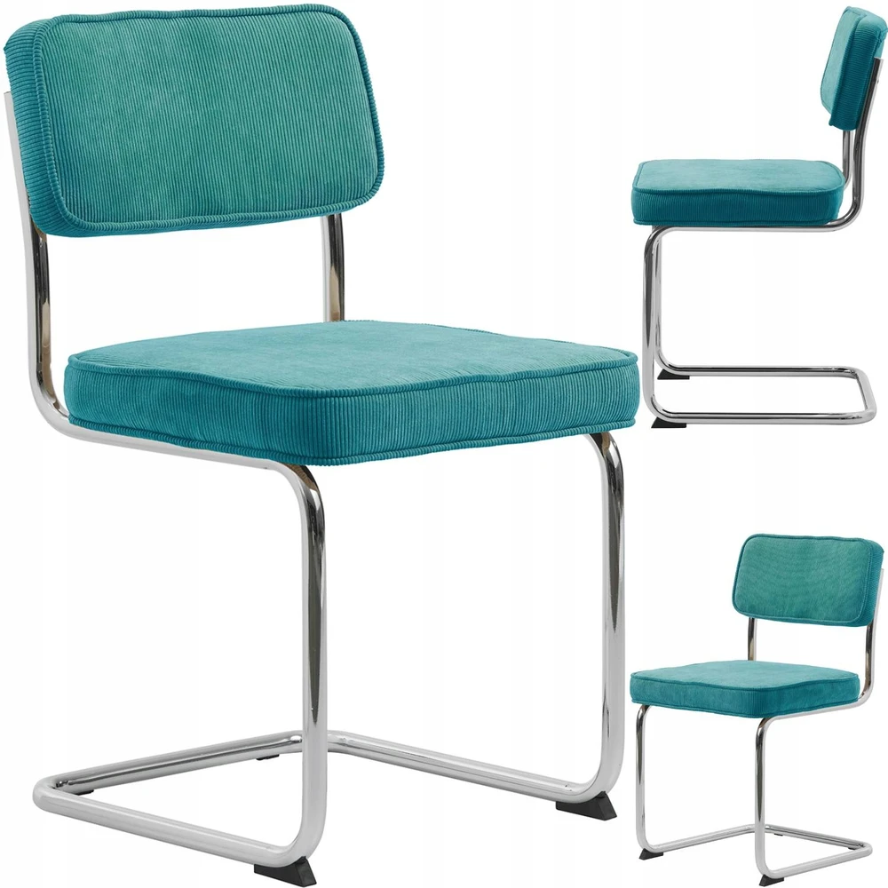 Blue Minkšta kėdė svetainei Mėlyna Corduroy Kėdė RUPERT UNIQUE
