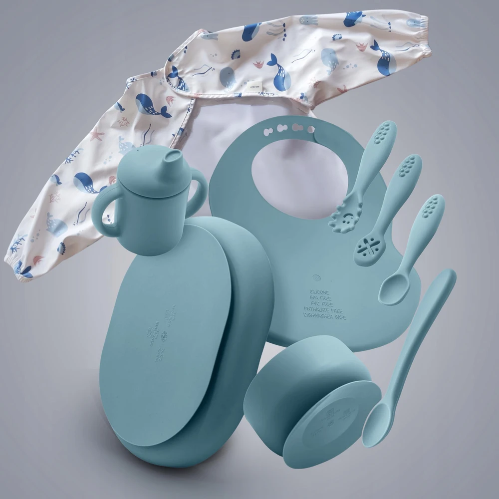 Blue NAVIK vaikiškų indų rinkinys Silikoninis siurbtukas 6M+ Mėlyna reg8