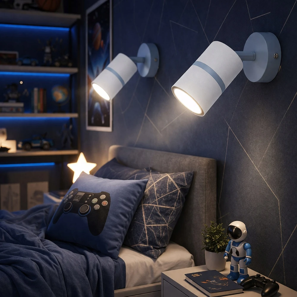 Blue SIENINĖ LEMPUTA SIENINĖ LEMPUTA CELIA Mėlynas KIDS MODERNUS LED VAIKŲ KAMBARYS