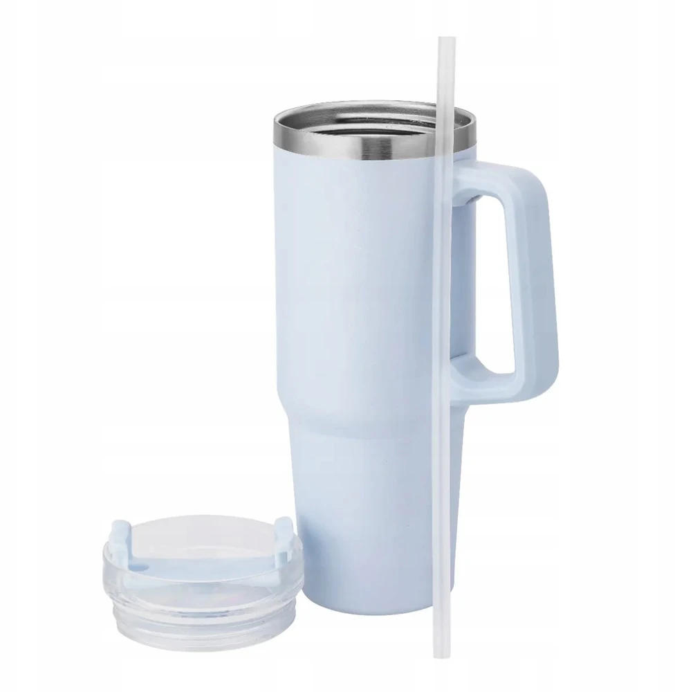 Altom Design Termopuodelis su šiaudeliais, nerūdijantis plienas, skirtas Altom automobiliui, 880ml Mėlyna