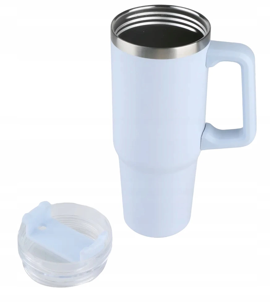 Altom Design Termopuodelis su šiaudeliais, nerūdijantis plienas, skirtas Altom automobiliui, 880ml Mėlyna
