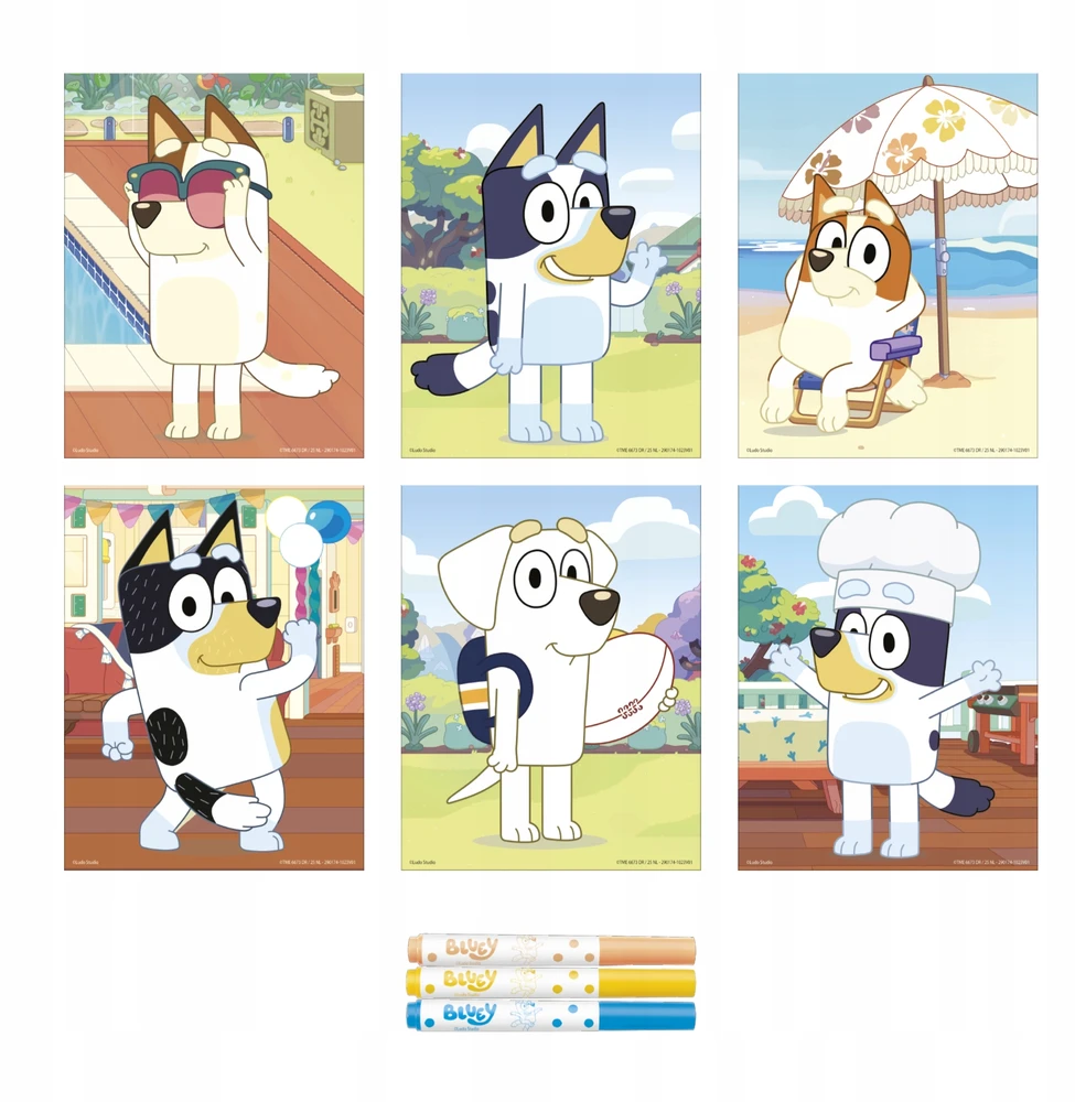 Bluey 2in1 Totum kūrybinis rinkinys, gipso figūrėlės ir antspaudų rašikliai