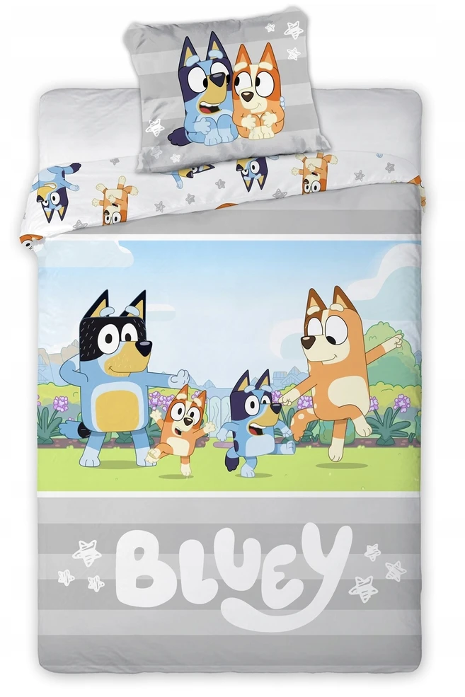 MCU Bluey Lovytė 100x135, antklodė + patalynė, mėlyna, šuo, pasaka, HIT