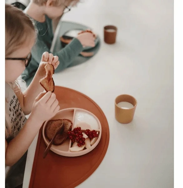 MUSHIE silikoninė lėkštė limpančiu dugnu, Blush