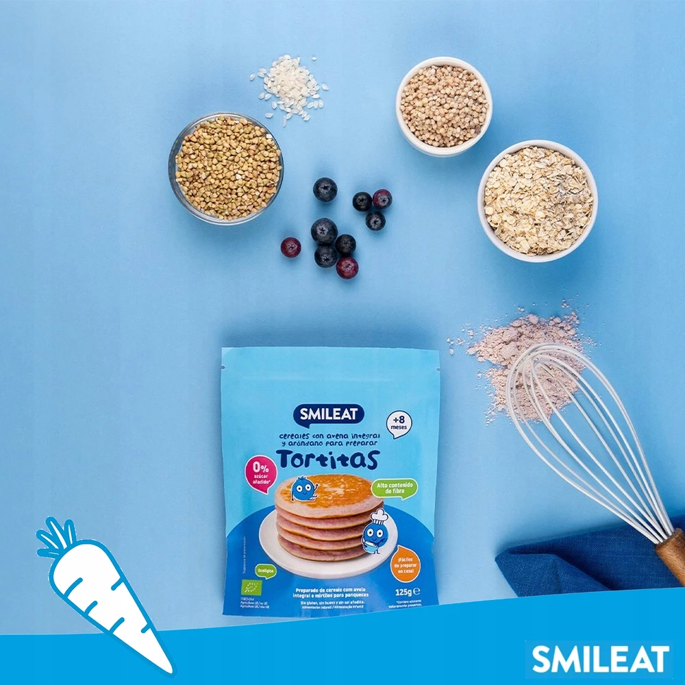 Blynų mišinys be glitimo 125g su mėlynėmis BIO SMILEAT