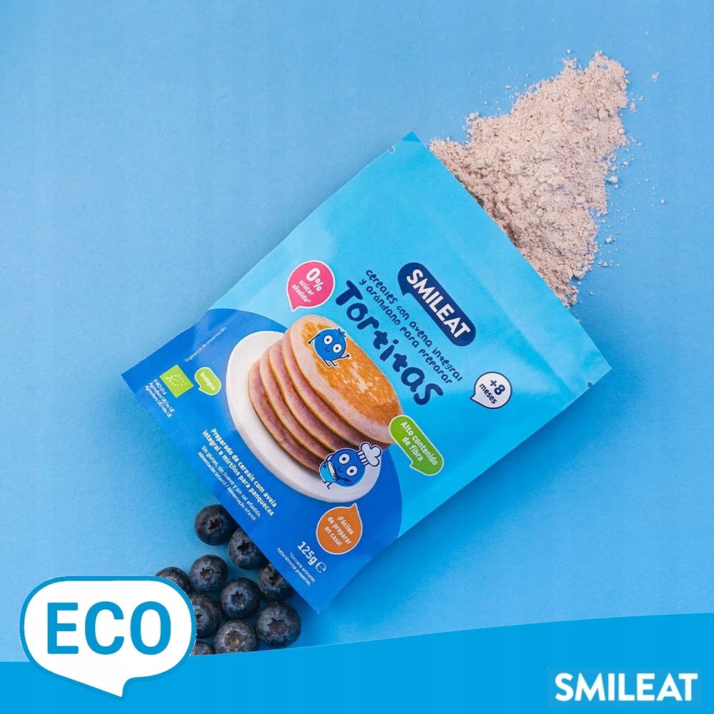 Blynų mišinys be glitimo 125g su mėlynėmis BIO SMILEAT