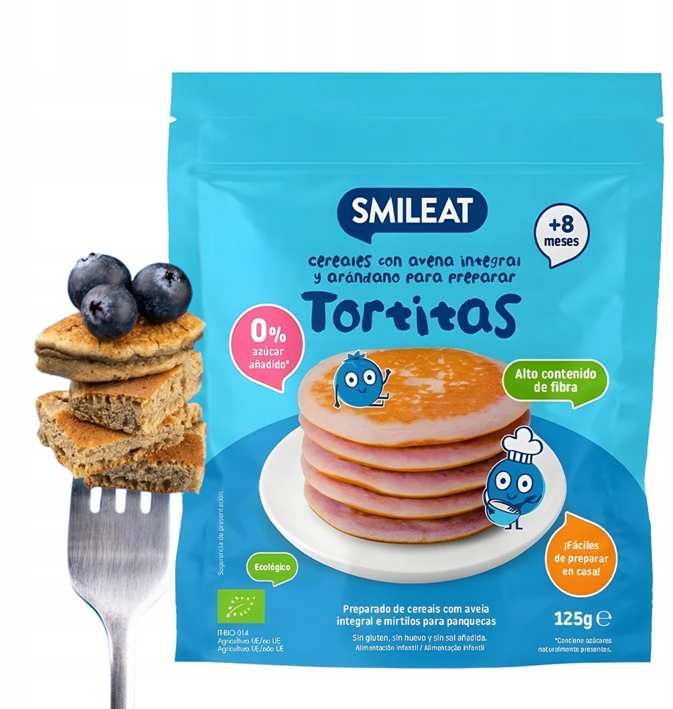 Blynų mišinys be glitimo 125g su mėlynėmis BIO SMILEAT