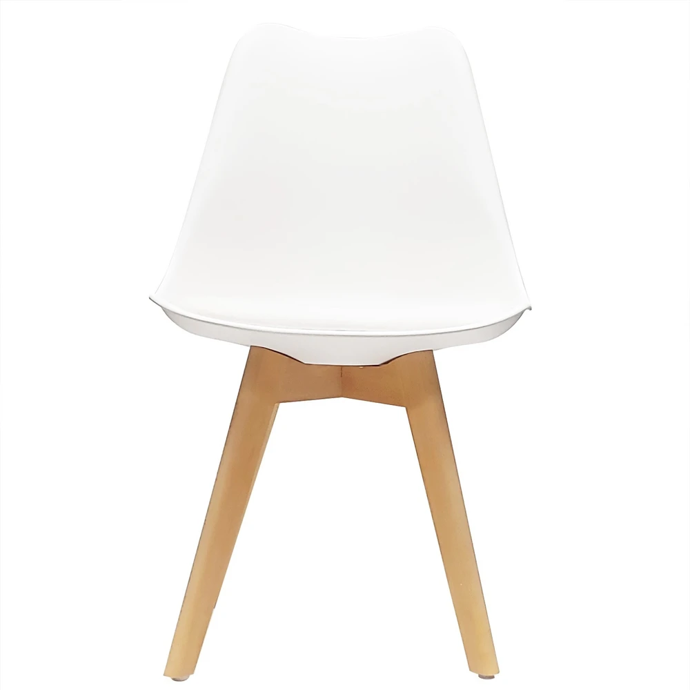 Bm Design 4 NORDEN kėdės, baltos, pagalvėlė, medinė koja