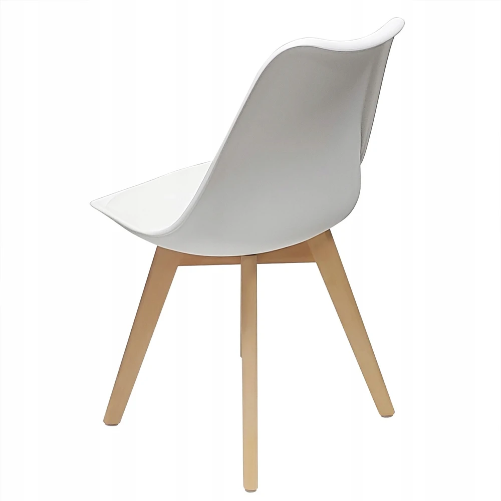 Bm Design 4 NORDEN kėdės, baltos, pagalvėlė, medinė koja