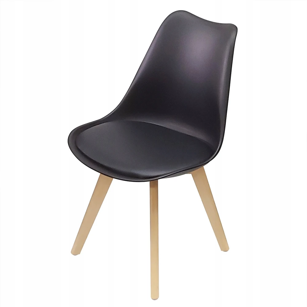 Bm Design 4 NORDEN kėdės, juodos, pagalvėlė, medinė koja