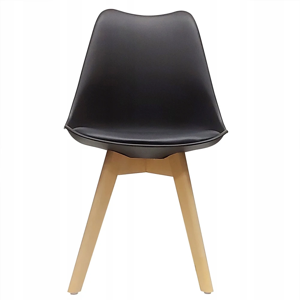 Bm Design 4 NORDEN kėdės, juodos, pagalvėlė, medinė koja