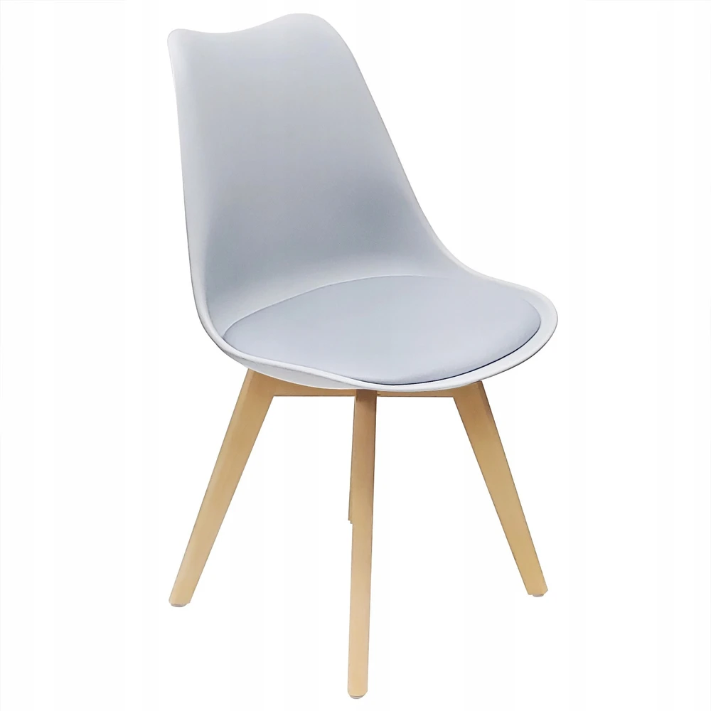 Bm Design 4 Norden kėdės, pilkos, pagalvėlė, medinės kojos