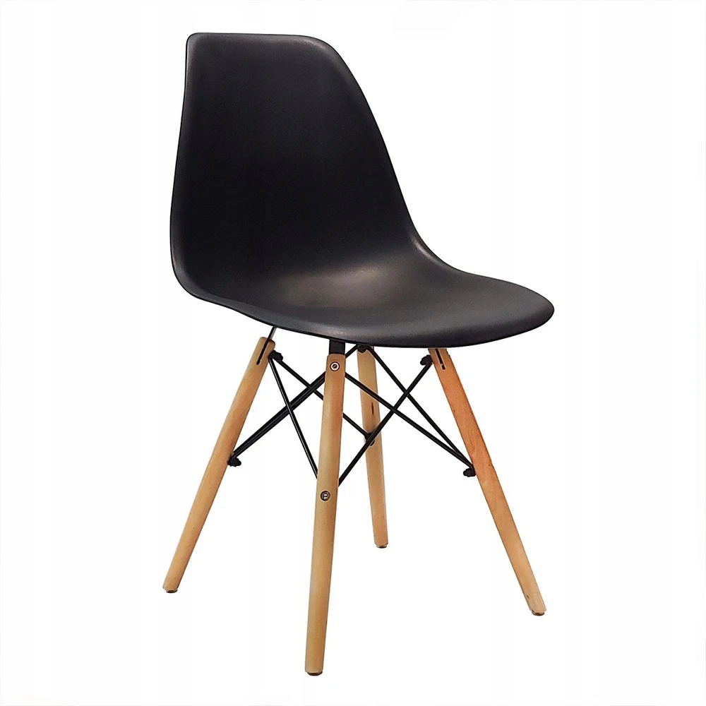 Bm Design DSW Milano kėdės, juodos, 6 vnt. Skandinaviškos medienos kojos