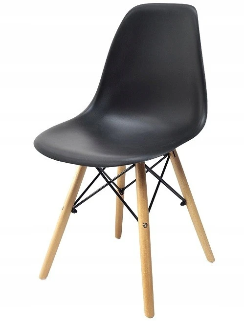 Bm Design DSW Milano kėdės, juodos, 6 vnt. Skandinaviškos medienos kojos