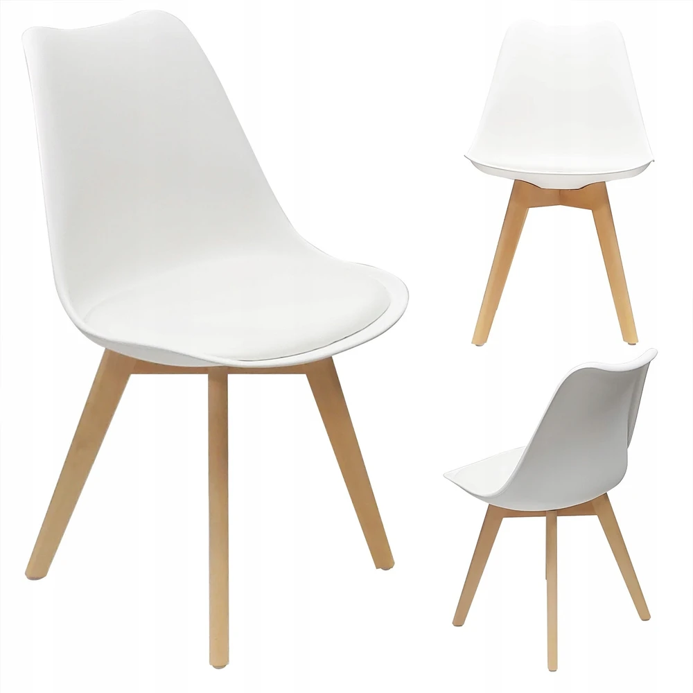 Bm Design NORDEN kėdė, balta, pagalvėlė, medinė koja
