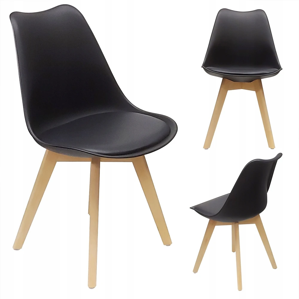Bm Design NORDEN kėdė, juoda, pagalvėlė, medinė koja