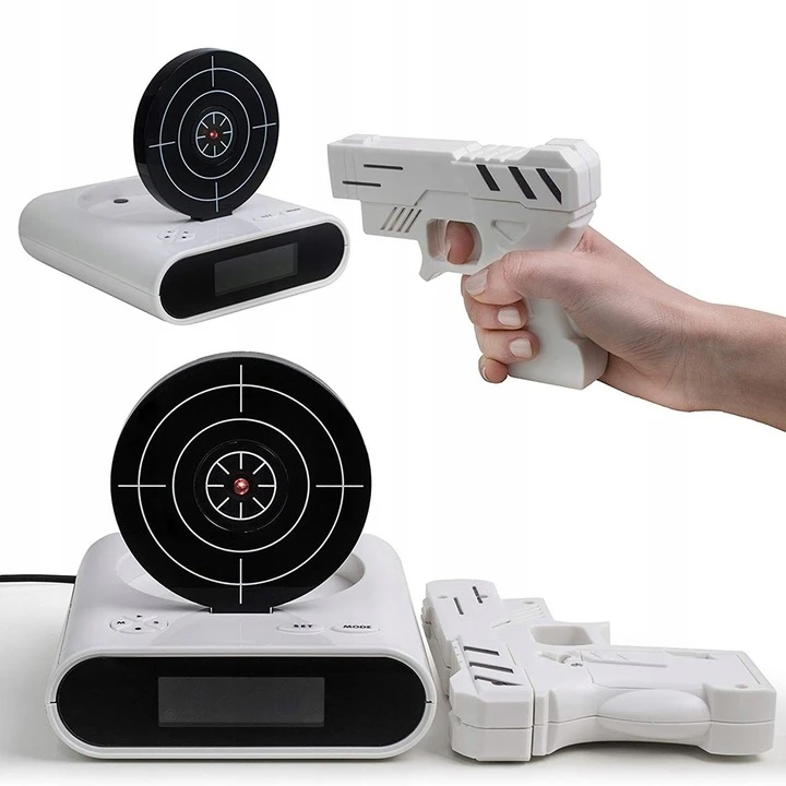 Bntrade BUDZIK SNAJPERA ZEGAR BUDZIK DLA DZIECI BUDZIK PISTOLET ZEGAR ELEKTRONICZNY