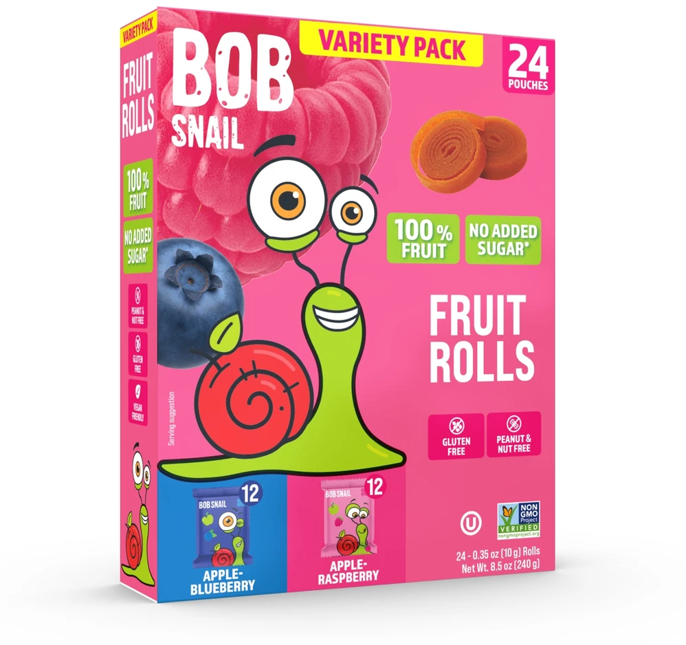 BOB SNAIL Aviečių mėlynių vaisių suktinukai 240g MIX 24 vnt, be cukraus, veganiški
